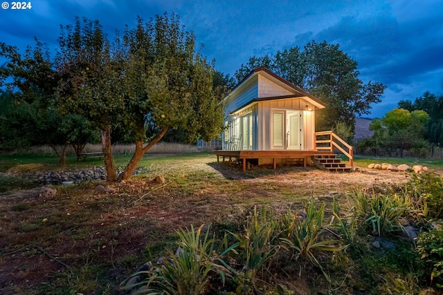 view of play area with a wooden deck