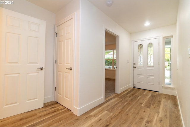 entryway with light wood-type flooring