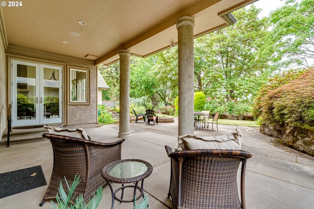 view of patio featuring french doors