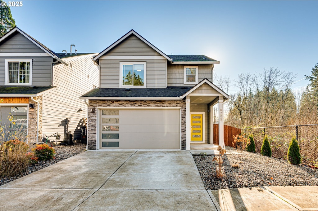 view of front of house with a garage