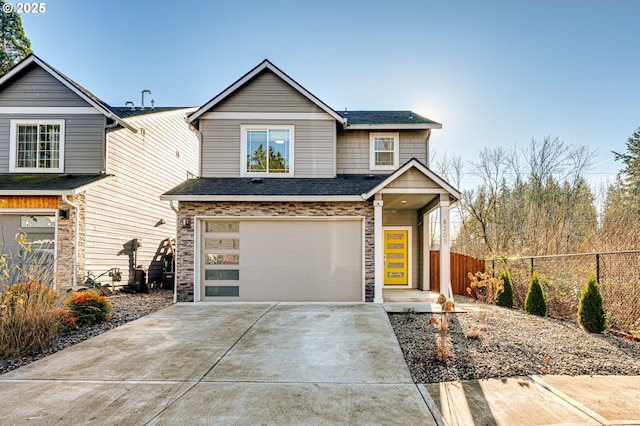 view of front of house with a garage