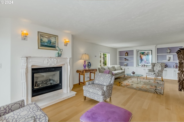 living room with light hardwood / wood-style flooring