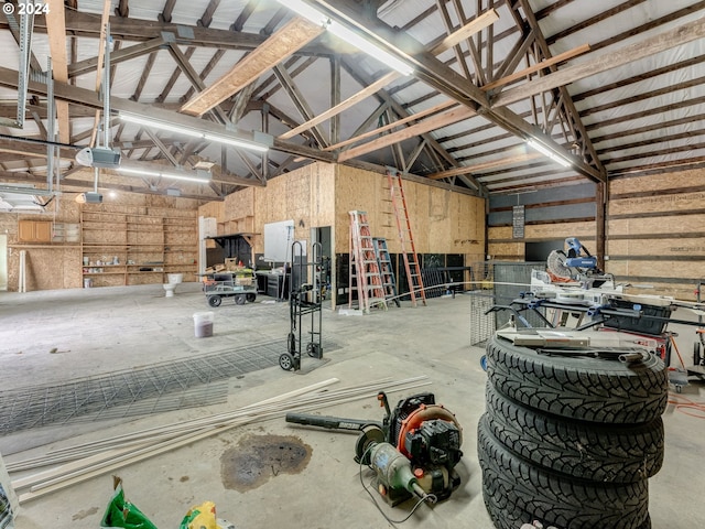 garage with a garage door opener