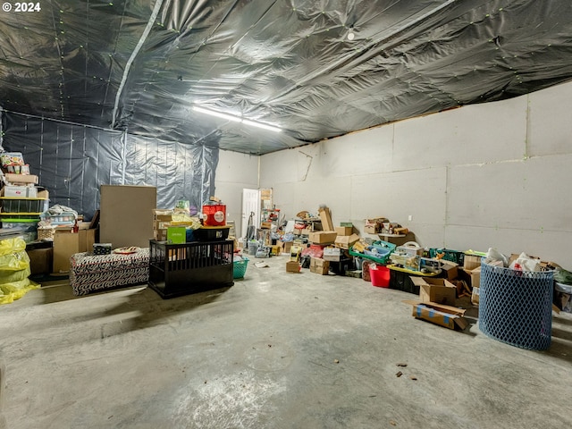 view of unfinished basement