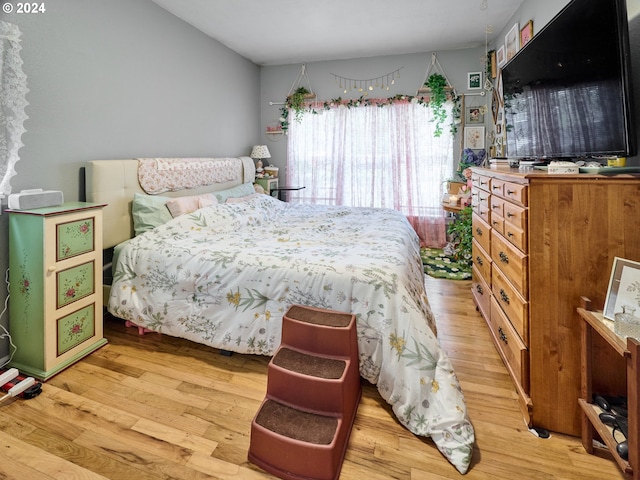 bedroom with light hardwood / wood-style flooring