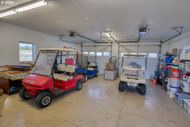 garage with a garage door opener