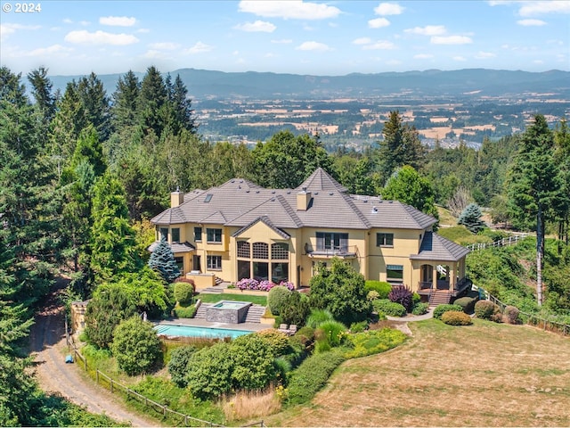 bird's eye view featuring a mountain view