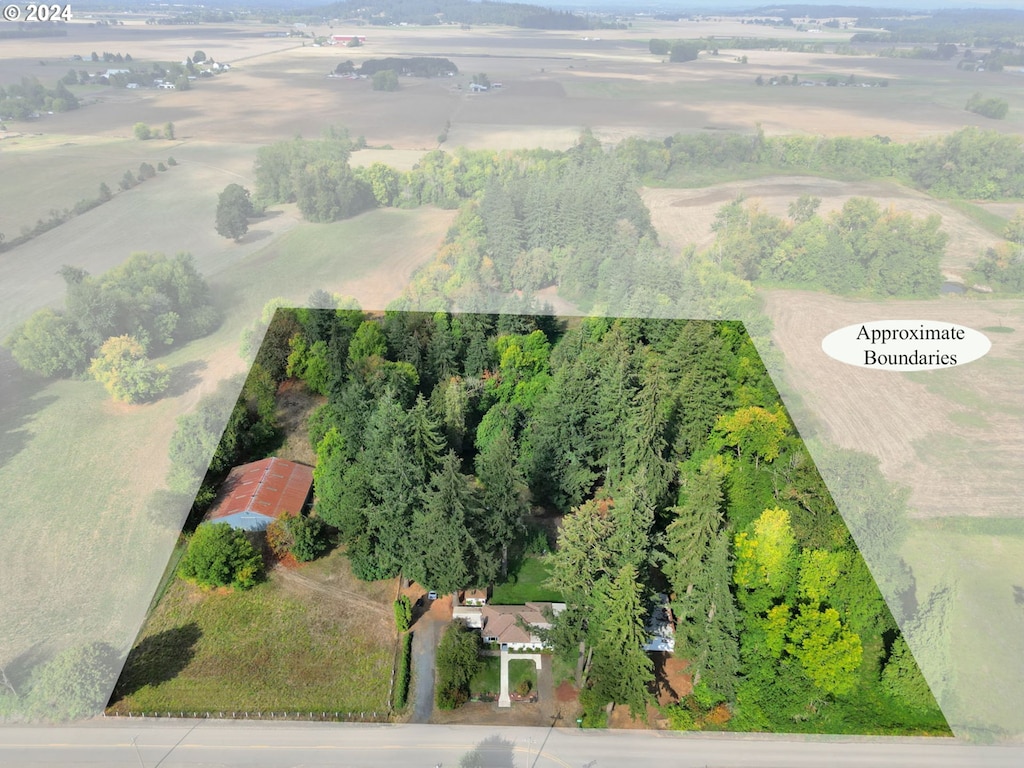 aerial view featuring a rural view