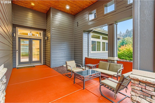 view of patio / terrace featuring french doors and an outdoor hangout area