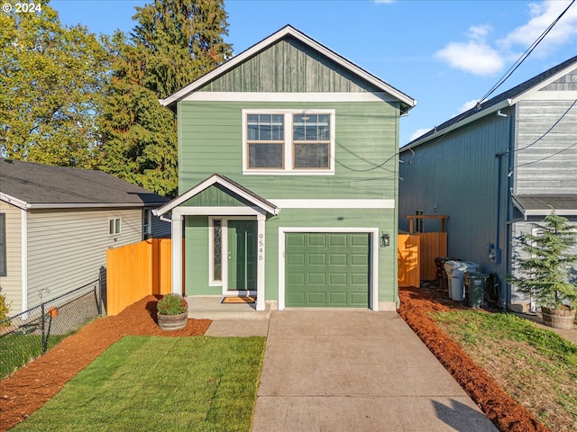 view of front of property featuring a garage