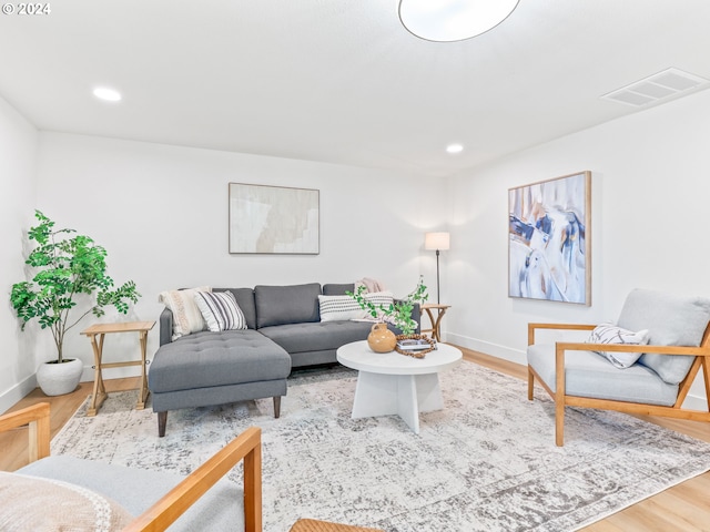 living room with hardwood / wood-style floors