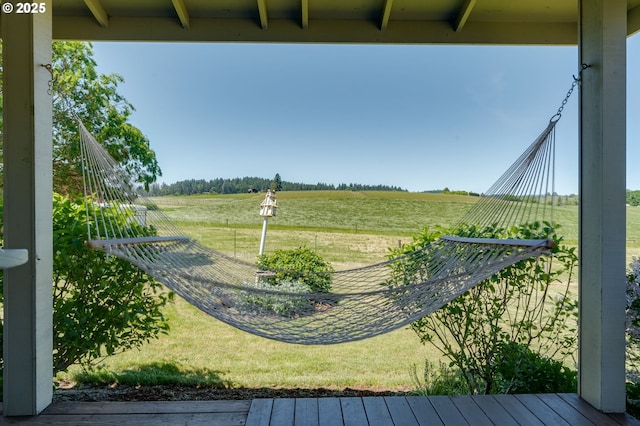 view of yard with a rural view