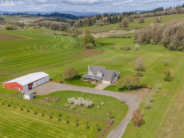 drone / aerial view featuring a rural view