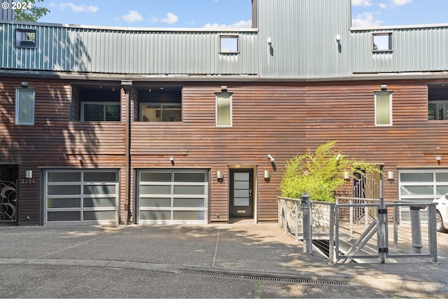 exterior space with a garage