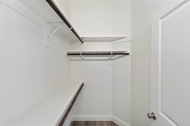 walk in closet with hardwood / wood-style flooring