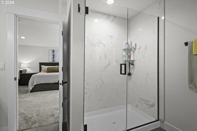 bathroom featuring walk in shower