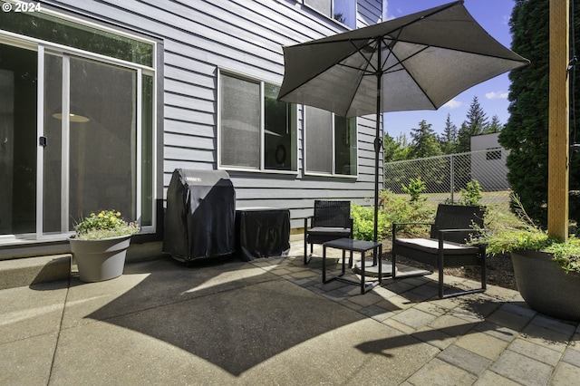 view of patio / terrace with a grill