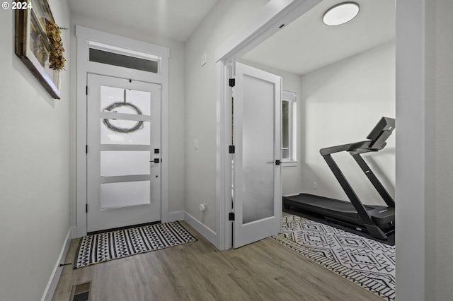 entrance foyer with light hardwood / wood-style floors