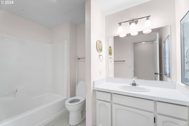 full bathroom with tile patterned flooring, vanity, toilet, and shower / bath combination