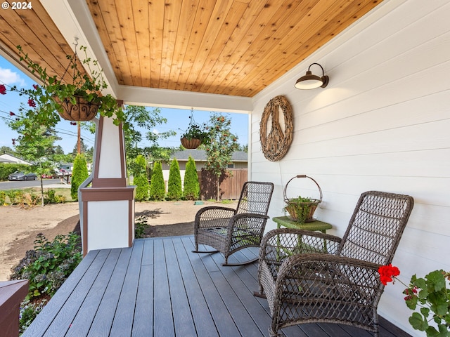 deck featuring covered porch