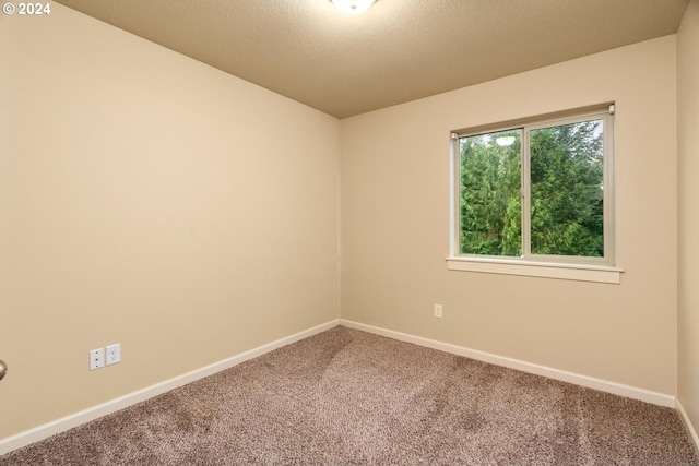 carpeted spare room with a textured ceiling