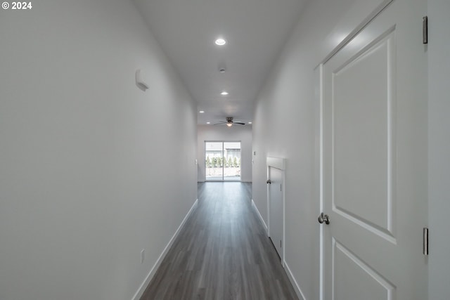 hall featuring dark hardwood / wood-style floors