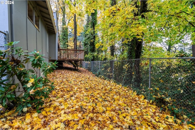 view of yard with a deck