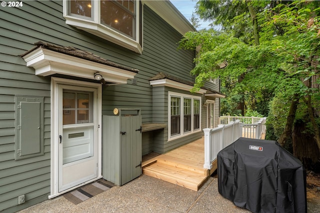 deck featuring area for grilling