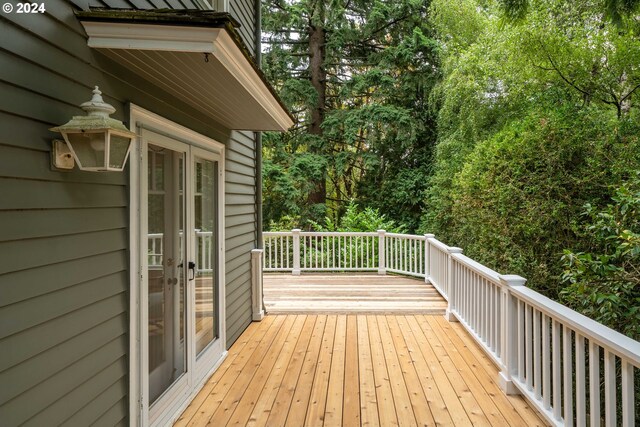 wooden deck with french doors