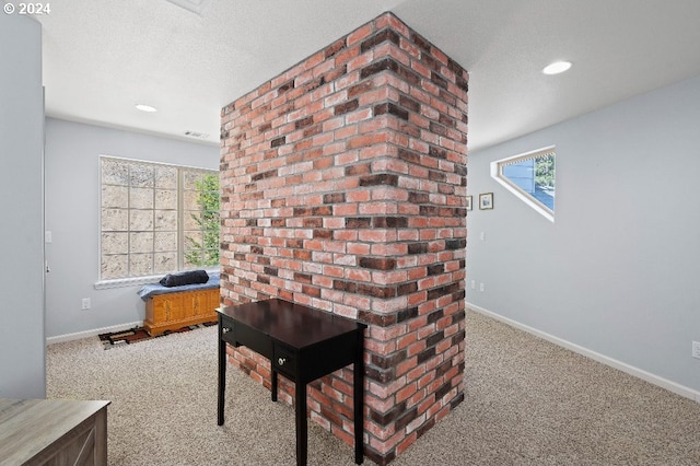 interior space with a textured ceiling