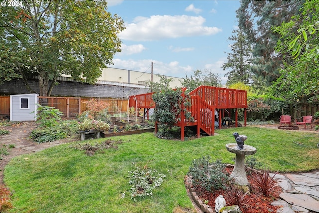 view of yard with a deck