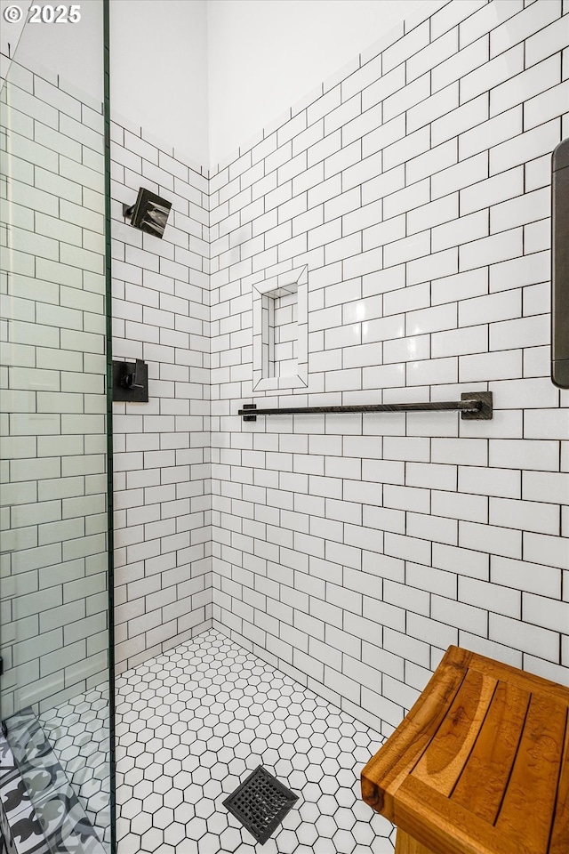 bathroom featuring a stall shower