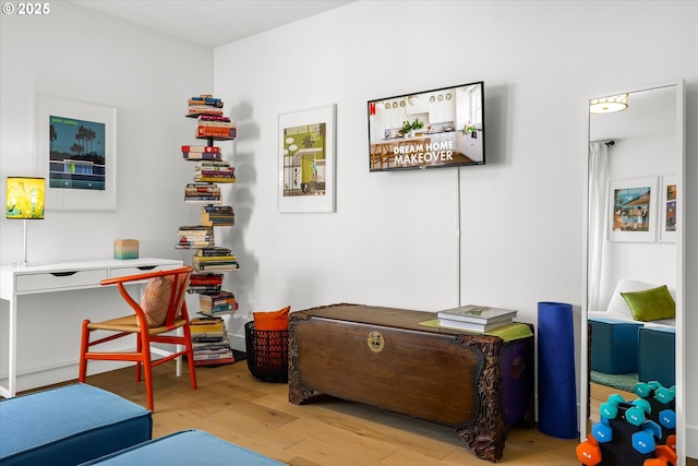 home office featuring wood finished floors