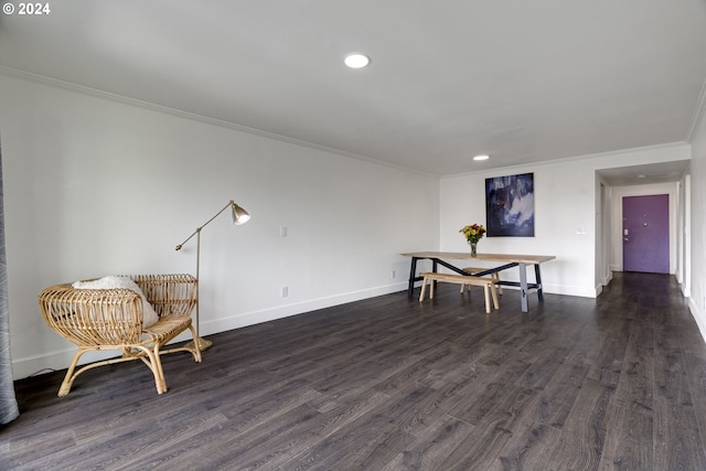 unfurnished room with crown molding and dark hardwood / wood-style floors