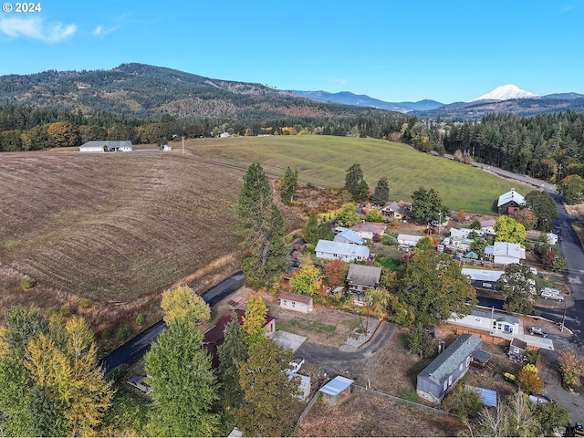 drone / aerial view featuring a mountain view