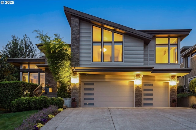 contemporary house with a garage