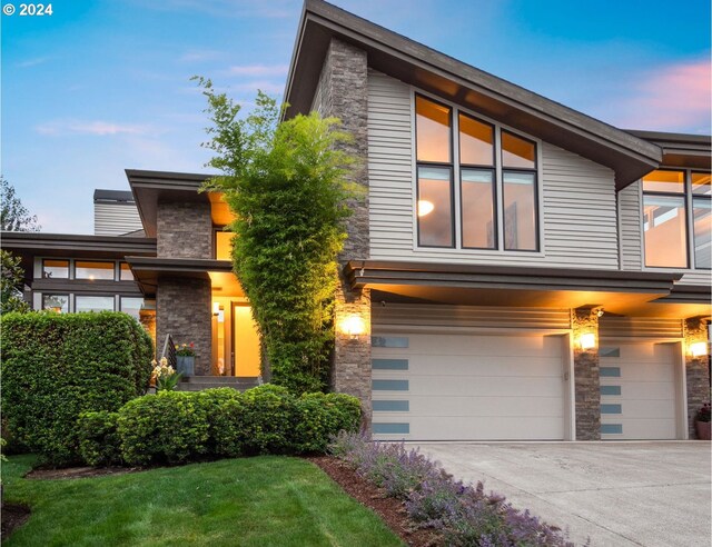 modern home featuring a garage