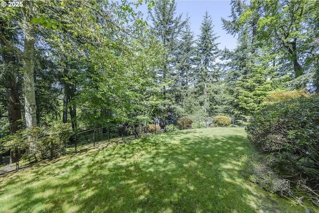 view of yard featuring fence