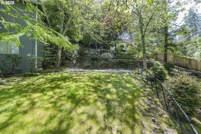 view of yard featuring a fenced backyard