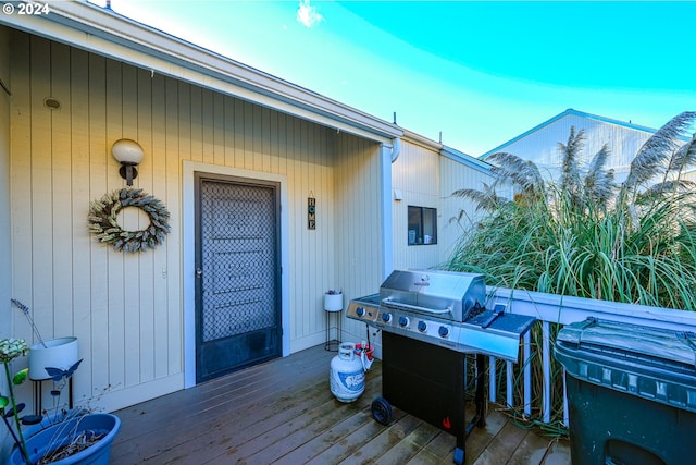 deck featuring grilling area