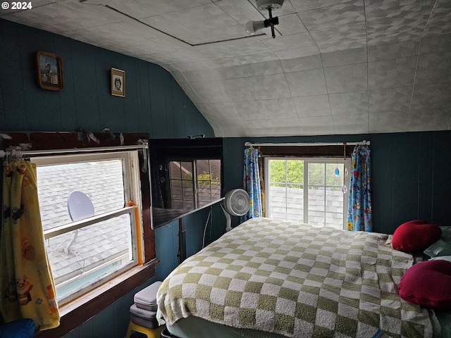 bedroom with vaulted ceiling