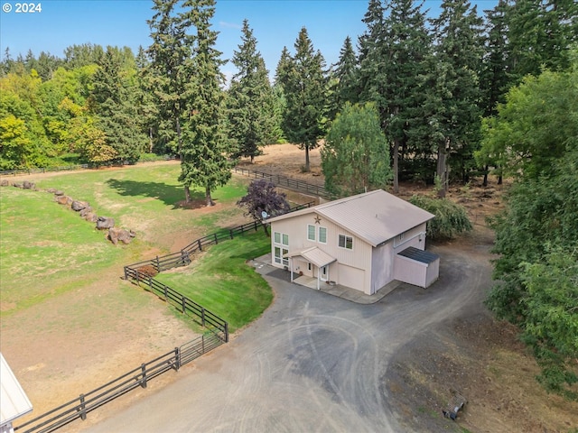 bird's eye view with a rural view