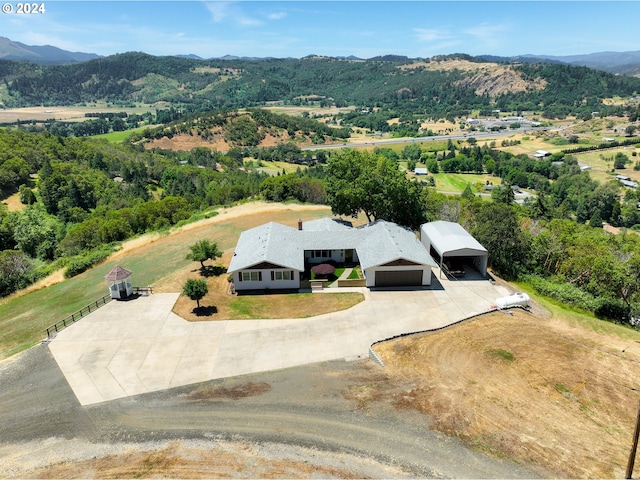 bird's eye view featuring a mountain view