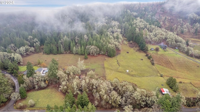 birds eye view of property with a rural view