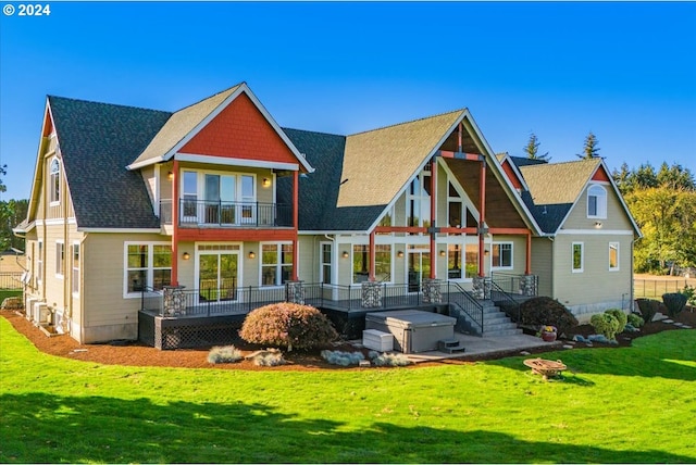 33138 SE Bluff Rd, Boring, OR 97009 - back of property with a balcony, a lawn, and a shingled roof