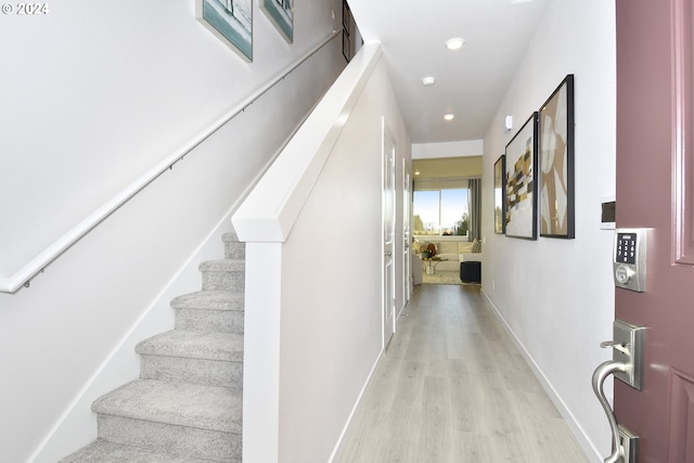 hall featuring light hardwood / wood-style flooring