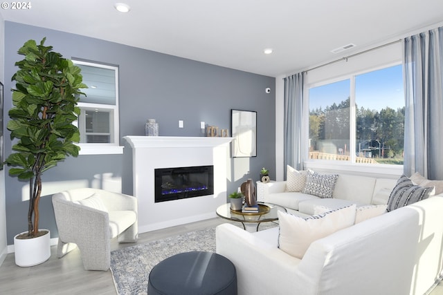 living room featuring light wood-type flooring