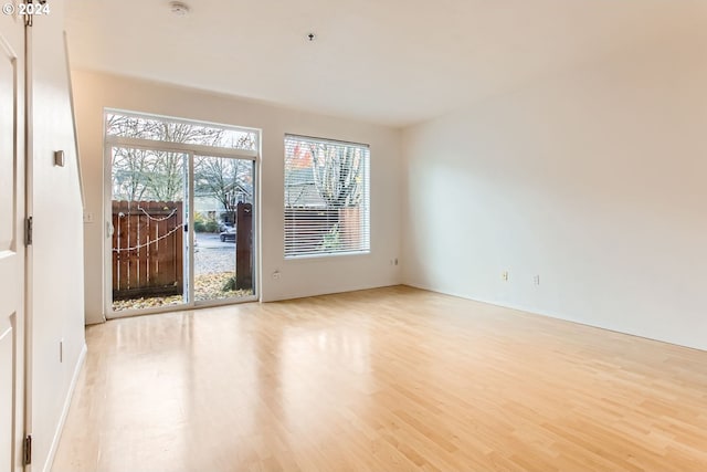 spare room featuring light wood-type flooring