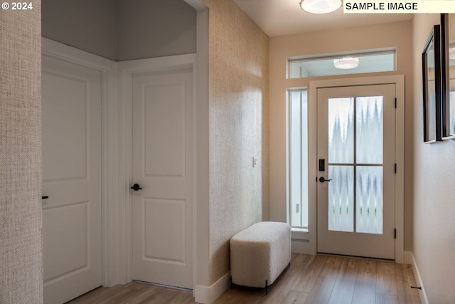 doorway to outside featuring light hardwood / wood-style flooring