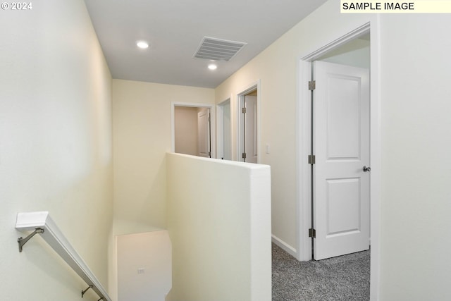 3915 SW Duniway Ln, Gresham, OR 97080 - hall with an upstairs landing, recessed lighting, carpet, and baseboards